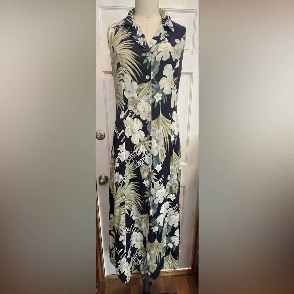 California Krush 90s vintage tropical shirt dress